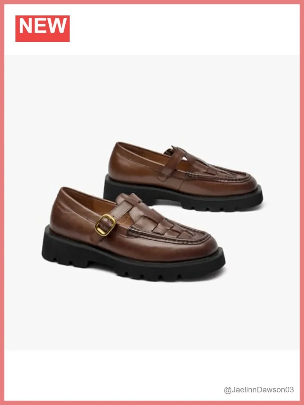 Women's Genuine Leather Platform Loafers - Hand Woven Chunky Slip On Dress Shoes